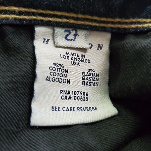 hudson Dark Wash Low Rise Straight Leg Flap Button Pockets Denim Jeans Size 27 - Picture 8 of 9